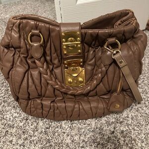 Miu Miu Brown/Mauve Quilted Leather Bag